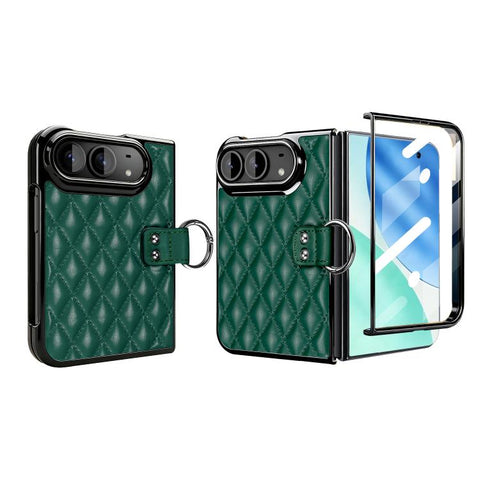 VIETAO Diamond Pattern Metal Ring PU Leather Phone Case, For iPhone Duo