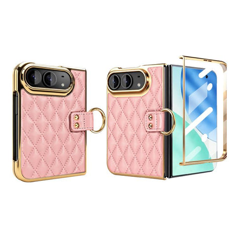 VIETAO Diamond Pattern Metal Ring PU Leather Phone Case, For iPhone Duo