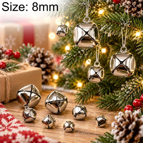 100 PCS/Pack Electroplated Hollow Cross Bells Christmas Tree Ornaments, 8mm, 10mm, 12mm, 13mm, 15mm, 18mm, 20mm, 25mm, 27mm, 30mm, 35mm, 38mm, 50mm