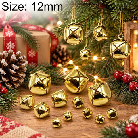 100 PCS/Pack Electroplated Hollow Cross Bells Christmas Tree Ornaments, 8mm, 10mm, 12mm, 13mm, 15mm, 18mm, 20mm, 25mm, 27mm, 30mm, 35mm, 38mm, 50mm