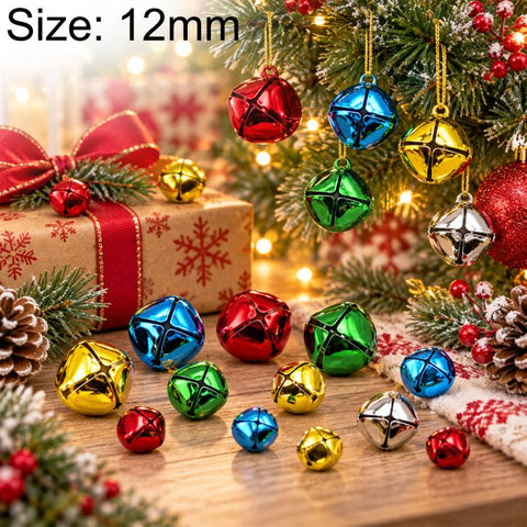 100 PCS/Pack Electroplated Hollow Cross Bells Christmas Tree Ornaments, 8mm, 10mm, 12mm, 13mm, 15mm, 18mm, 20mm, 25mm, 27mm, 30mm, 35mm, 38mm, 50mm