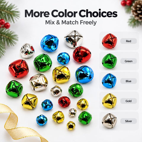 100 PCS/Pack Electroplated Hollow Cross Bells Christmas Tree Ornaments, 8mm, 10mm, 12mm, 13mm, 15mm, 18mm, 20mm, 25mm, 27mm, 30mm, 35mm, 38mm, 50mm