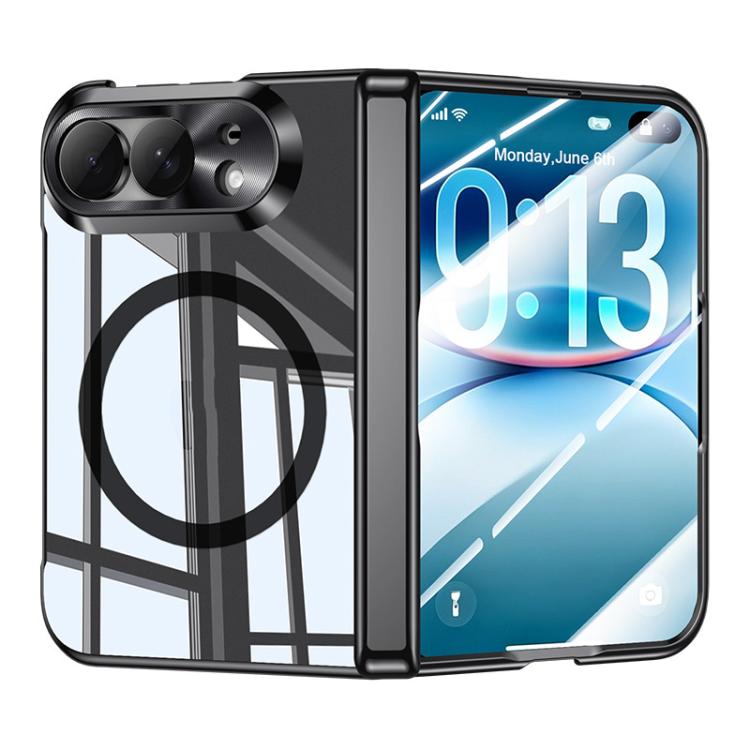 Intergrated Shell And Flim Electroplating Transparent Shockproof Magnetic Phone Case, For iPhone Duo
