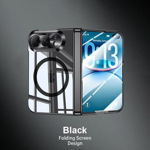 Intergrated Shell And Flim Electroplating Transparent Shockproof Magnetic Phone Case, For iPhone Duo