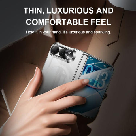 Intergrated Shell And Flim Electroplating Transparent Shockproof Magnetic Phone Case, For iPhone Duo