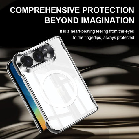 Intergrated Shell And Flim Electroplating Transparent Shockproof Magnetic Phone Case, For iPhone Duo