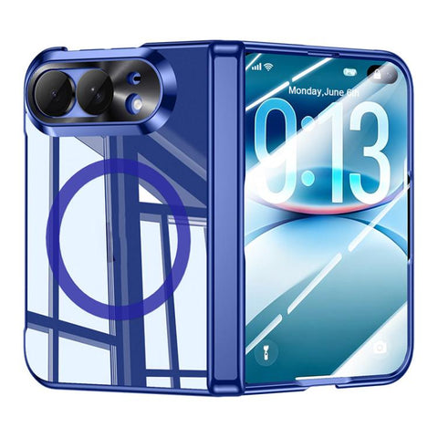 Intergrated Shell And Flim Electroplating Transparent Shockproof Magnetic Phone Case, For iPhone Duo