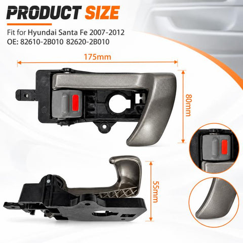 Car Inner Door Handle for Hyundai Santa Fe 2007-2012, 82610-2B010 Front/Rear Left, 82620-2B010 Front/Rear Right