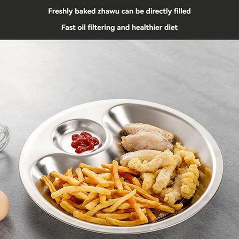 LsCook Household Stainless Steel Grid Dinner Plate Multifunctional Draining Tray
