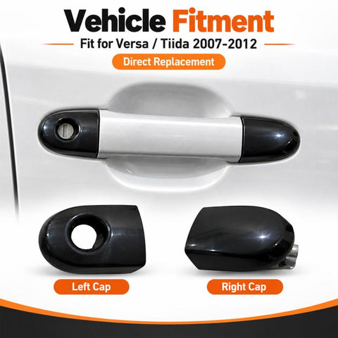 Car Exterior Door Handle Cap Cover for Nissan Tiida 2007-2012, Perforated Cap 80641-EL12A FL, Holeless Cap  80640-EL12A RH