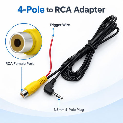 Wired Dash Cam AV Converter RCA + 2.5mm Adapter Cable