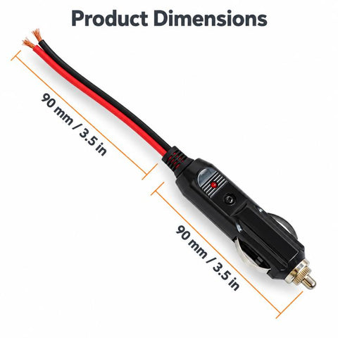 12V-24V Car Cigarette Lighter Extension Cable, Black Silver