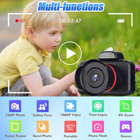 D31 Kids Digital SLR Camera with 12MP Pixels, 8X Optical Zoom, HD Video Recording