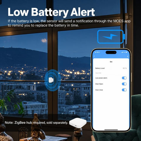 Compatible With ZigBee Smart Home Door Sensor with App Timer Smart Security Door Window Alarm