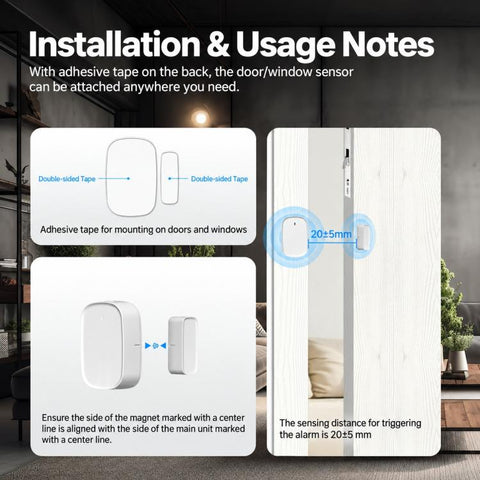 Compatible With ZigBee Smart Home Door Sensor with App Timer Smart Security Door Window Alarm