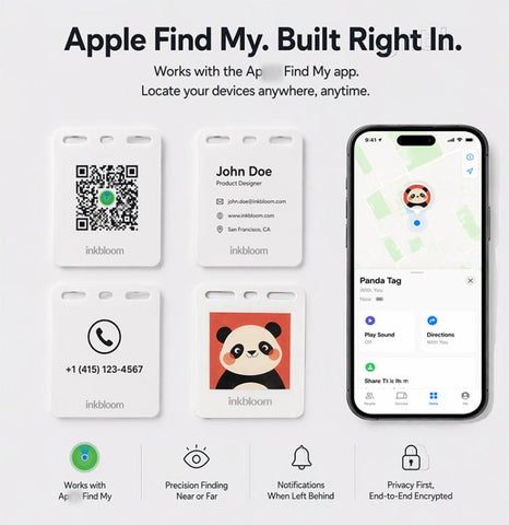 RK-C536 E-ink Screen Locator Tag Compatible with Find My APP