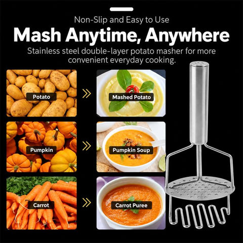 LsCook Double-layer Stainless Steel Potato Masher