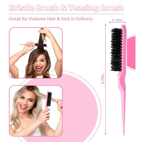 5 PCS/Set Hair Styling Kit Steel Pin Tail Comb & Eyebrow Brush & Hair Loop Tool, Hook Tip, Flat Tip