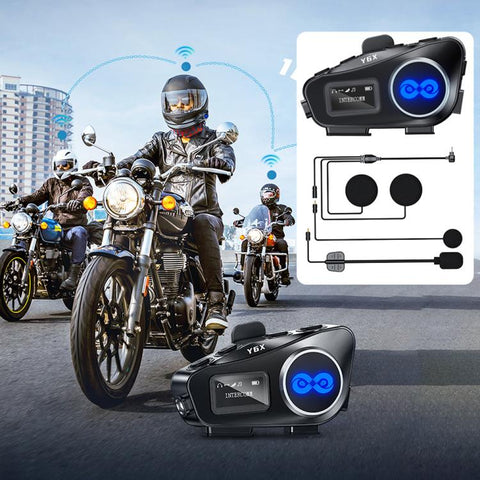 Y6X Intercom Helmet BT Headset For 4-person, 2-in-1 Mic, Soft Mic, Hard Mic