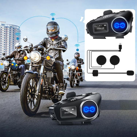 Y6X Intercom Helmet BT Headset For 4-person, 2-in-1 Mic, Soft Mic, Hard Mic