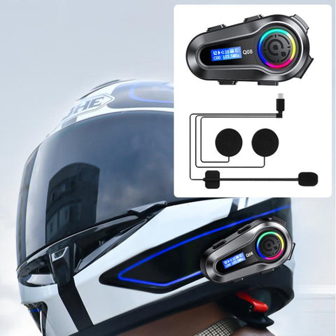 Q08 Motorcycle Helmet Wireless Walkie-Talkie Bluetooth Earphone Support FM, Hard Mic, Soft Mic, Hard + Soft Mic
