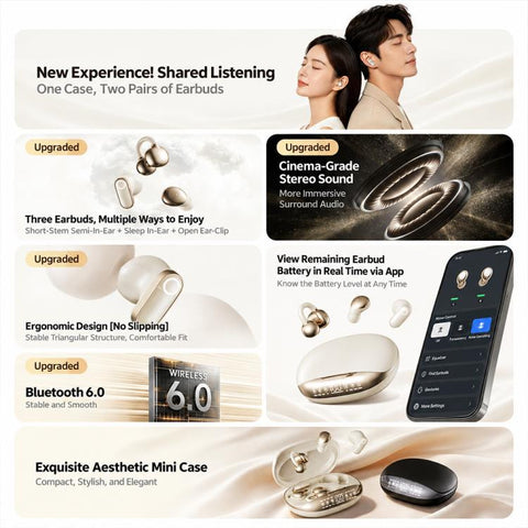 B108 3 Pairs Noise Reduction Wireless Bluetooth Earphones