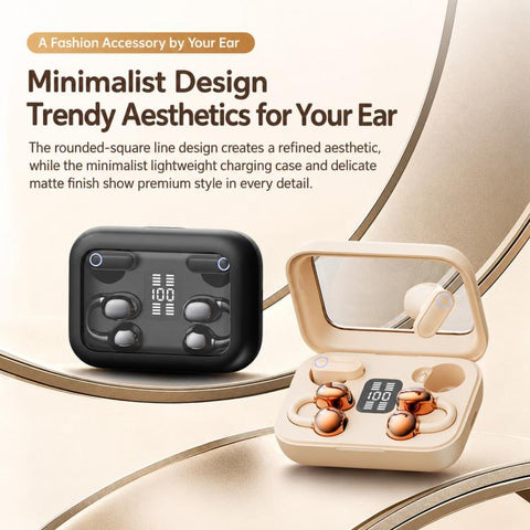 2 Pairs Ear-hook Sleep Noise Reduction Digital Display Wireless Bluetooth Earphone