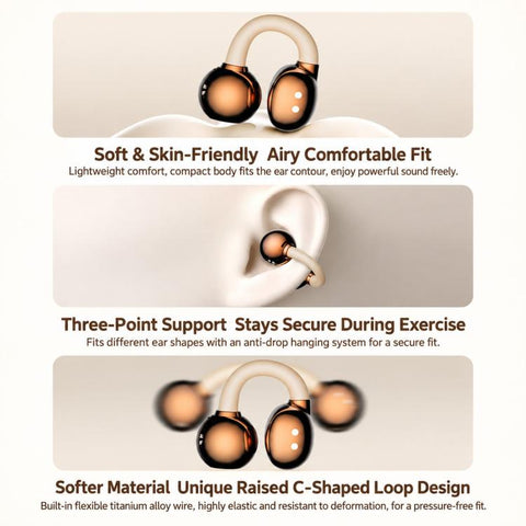 2 Pairs Ear-hook Sleep Noise Reduction Digital Display Wireless Bluetooth Earphone