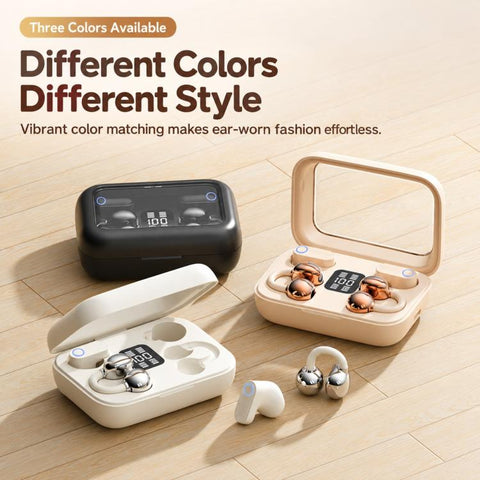 2 Pairs Ear-hook Sleep Noise Reduction Digital Display Wireless Bluetooth Earphone