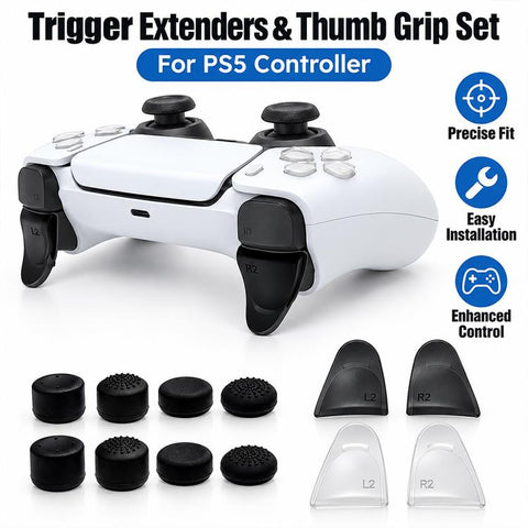 XDcase 12-in-1 Set For PS5 Controller L2/R2 Triggers Extenders & Anti-slip Thumb Grips