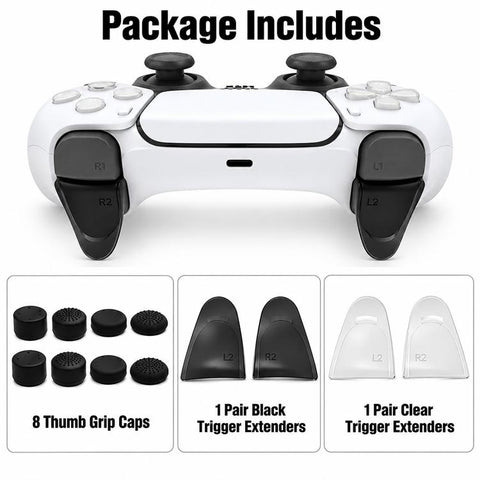 XDcase 12-in-1 Set For PS5 Controller L2/R2 Triggers Extenders & Anti-slip Thumb Grips