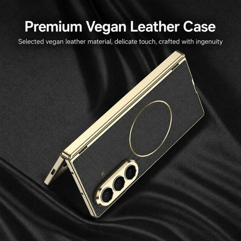 GKK Integrated Magnetic Folding Hinge Phantom Vegan Leather Magnetic Ring Phone Case, For Galaxy Z Fold8 Ultra 5G