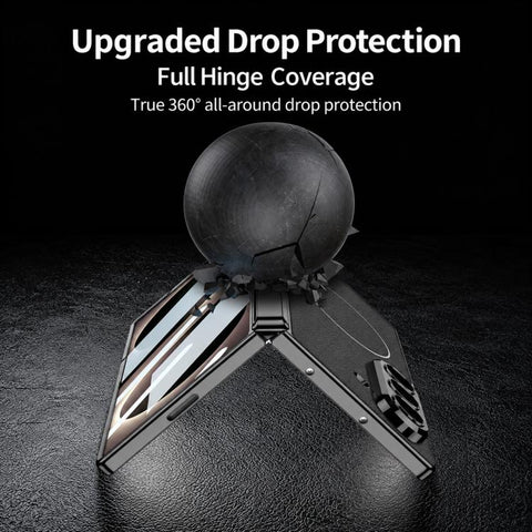 GKK Integrated Magnetic Folding Hinge Phantom Vegan Leather Magnetic Ring Phone Case, For Galaxy Z Fold8 Ultra 5G