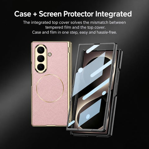 GKK Integrated Magnetic Folding Hinge Phantom Vegan Leather Magnetic Ring Phone Case, For Galaxy Z Fold8 Ultra 5G