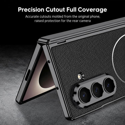 GKK Integrated Magnetic Folding Hinge Phantom Vegan Leather Magnetic Ring Phone Case, For Galaxy Z Fold8 Ultra 5G