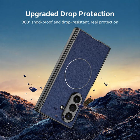 GKK Integrated Magnetic Folding Hinge Phantom Vegan Leather Magnetic Ring Phone Case, For Galaxy Z Fold8 Ultra 5G