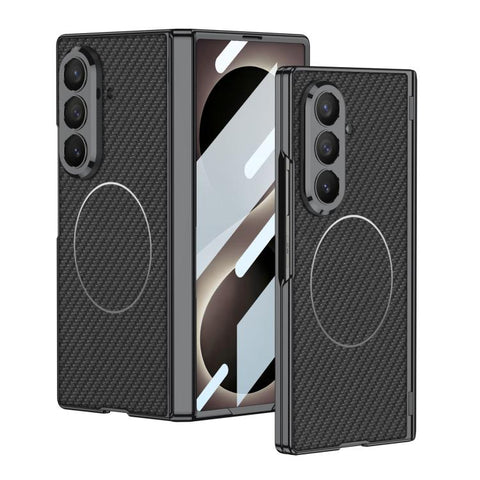 GKK Integrated Magnetic Folding Hinge Phantom Vegan Leather Magnetic Ring Phone Case, For Galaxy Z Fold8 Ultra 5G