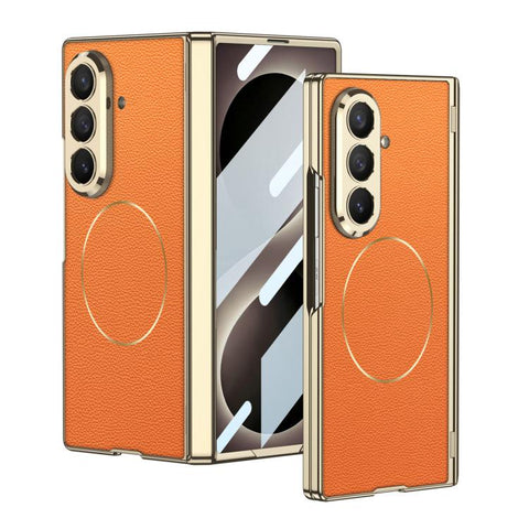 GKK Integrated Magnetic Folding Hinge Phantom Vegan Leather Magnetic Ring Phone Case, For Galaxy Z Fold8 Ultra 5G