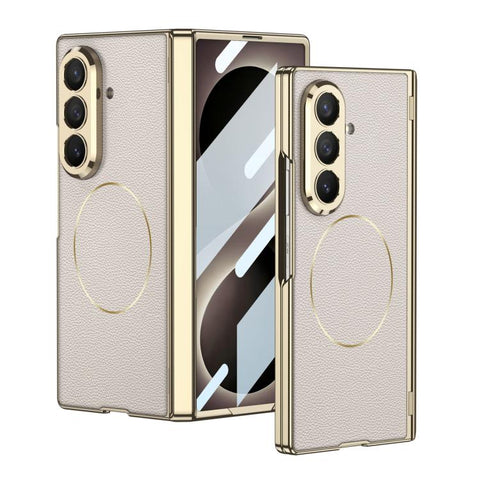GKK Integrated Magnetic Folding Hinge Phantom Vegan Leather Magnetic Ring Phone Case, For Galaxy Z Fold8 Ultra 5G