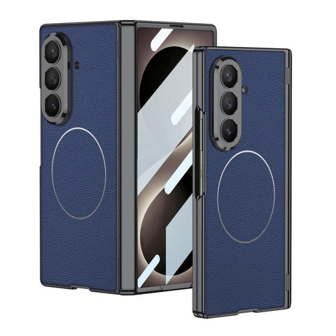 GKK Integrated Magnetic Folding Hinge Phantom Vegan Leather Magnetic Ring Phone Case, For Galaxy Z Fold8 Ultra 5G
