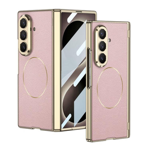 GKK Integrated Magnetic Folding Hinge Phantom Vegan Leather Magnetic Ring Phone Case, For Galaxy Z Fold8 Ultra 5G