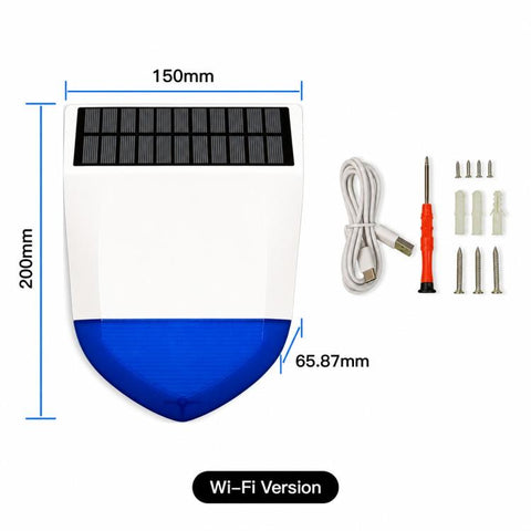 Tuya Smart Home Outdoor Solar-Powered Audible and Visual Alarm, WiFi Edition, Compatible With ZigBee Edition