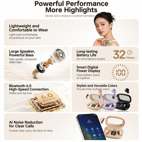 B56 2 Pairs Noise Reduction Wireless Bluetooth Earphones