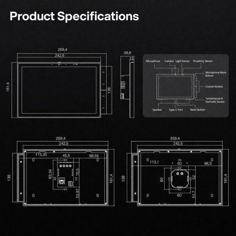 CCP-TY10 10 inch Touch Screen Tuya Smart Home Control Panel Compatible with ZigBee, EU Edition, US Edition