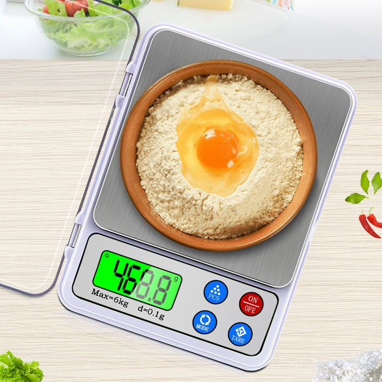 MH-555 6Kg x 0.1g High Accuracy Digital Electronic Portable Kitchen Scale Balance Device with 2.2 inch LCD Screen, 6000g/0.1g