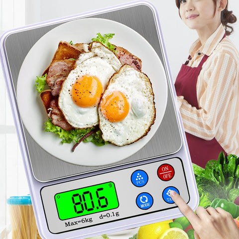 MH-555 6Kg x 0.1g High Accuracy Digital Electronic Portable Kitchen Scale Balance Device with 2.2 inch LCD Screen, 6000g/0.1g