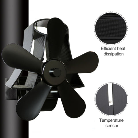 YL-106 5-Blade High Temperature Aluminum Heat Powered Fireplace Stove Fan, YL-106 (Black), YL-106 (Bronze), YL-106 (Grey), YL-106 (Gold), YL-106 (Rose Red), YL-106 (Silver), YL-106 (White)