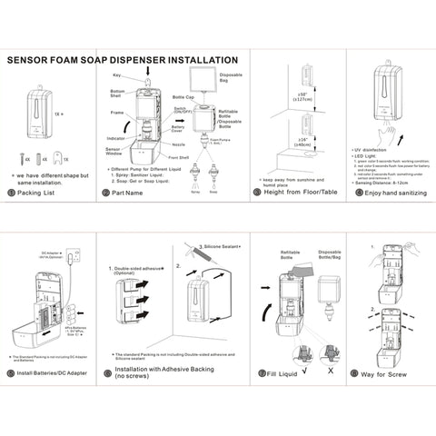 N2001 1000ml Wall-mounted Drip Induction Hand Sanitizer Soap Dispenser with Safety Lock, Soap Dispenser