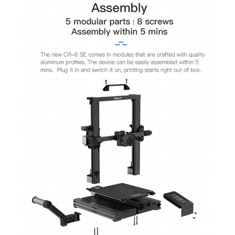 CREALITY CR-6 SE 350W Intelligent Leveling-free DIY 3D Printer, Print Size : 23.5 x 23.5 x 25cm, EU Plug, CR-6 SE