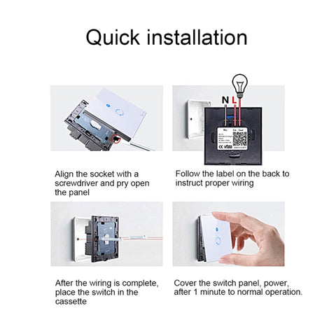Sonoff  Touch 120mm 1 Gang Tempered Glass Panel Wall Switch Smart Home Light Touch Switch, Compatible with Alexa and Google Home, AC 90V-250V 400W 2A, 120mm